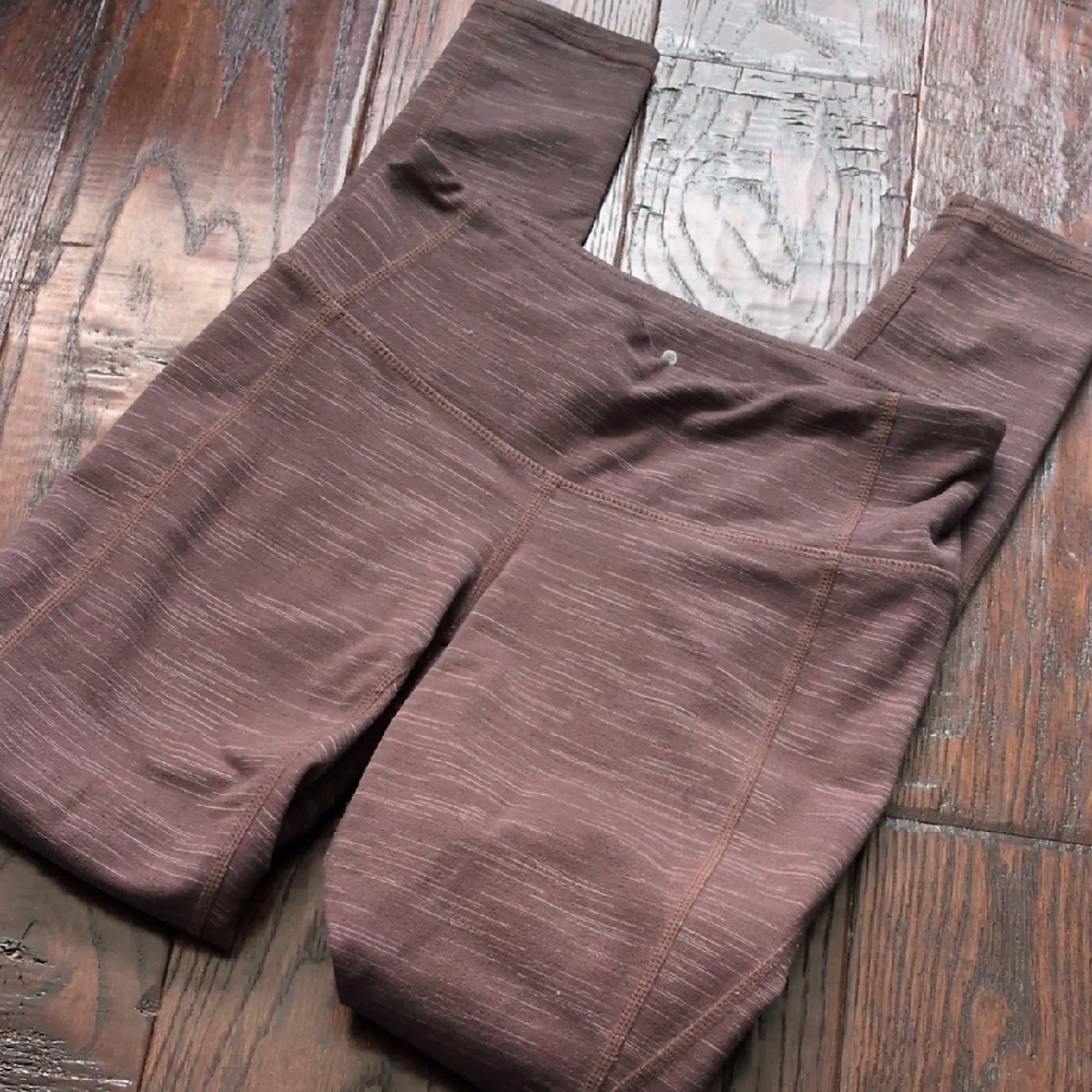 ATHLETA I Heather Brown 7/8 Cropped Length Yoga Leggings Pants, XS